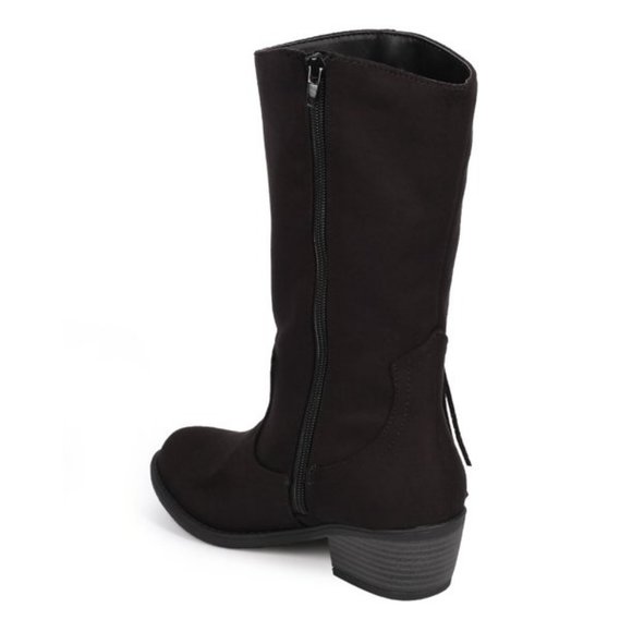 NEW Women's SODA ELVO-S Mid-calf Boots with Side FRINGES BLACK - Picture 3 of 5
